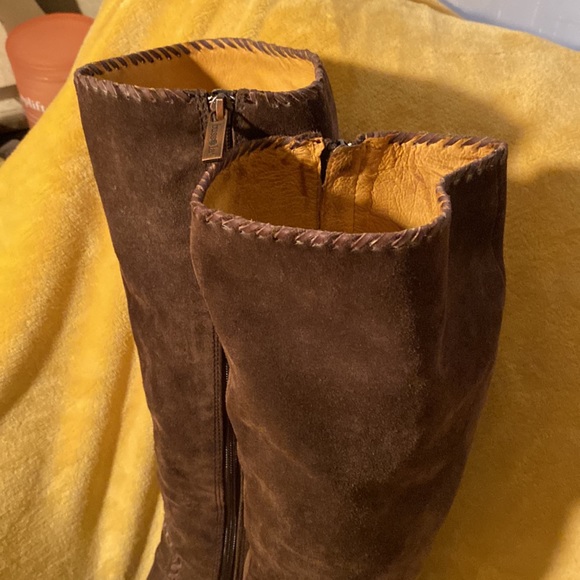 Bussola ☀︎︎ Enna Whipstitch Wedge Tall Knee High Suede Boots ☀︎︎ 40 9 M Espresso - Picture 6 of 9